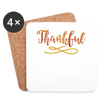 Grateful Thanksgiving fall season turkey pumpkin - Coasters (set of 4) - white - Front