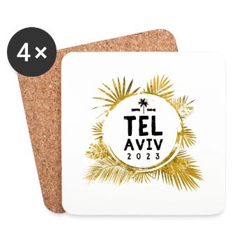 Tel Aviv 2023 coloré - Dessous de verre (lot de 4) - blanc - Devant