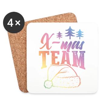 X-Mas Team Weihnachten - Untersetzer (4er-Set) - Weiß - Vorne