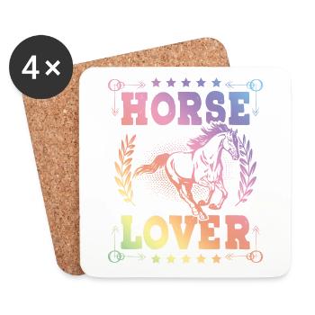 Amoureux des chevaux - Dessous de verre (lot de 4) - blanc - Devant