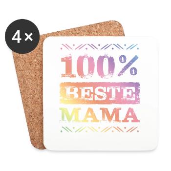 Beste Mama - Untersetzer (4er-Set) - Weiß - Vorne