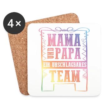 mama und papa team - Untersetzer (4er-Set) - Weiß - Vorne