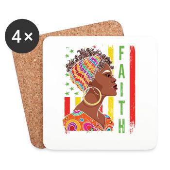 Faith Black History African American Juneteenth - Coasters (set of 4) - white - Front