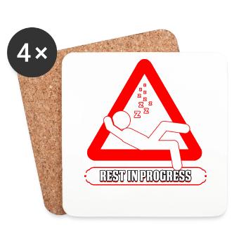 Sommeil Tête Humour Repos en cours Fun Naptime Cadeau - Dessous de verre (lot de 4) - blanc - Devant