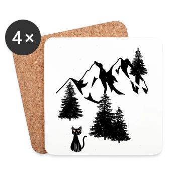 Nature Cat Wildcat Cats Wilderness Domestic Cat - Coasters (set of 4) - white - Front