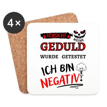 Vorsicht meine Geduld wurde getestet. Bin negativ - Untersetzer (4er-Set) - Weiß - Vorne