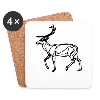 Dessin du cerf - Dessous de verre (lot de 4) - blanc - Devant