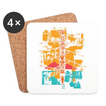 Paint Splatter Dragon Boat Racing Paddlers Drache - Coasters (set of 4) - white - Front