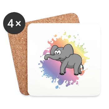 Elephant Comic - Coasters (set of 4) - white - Front