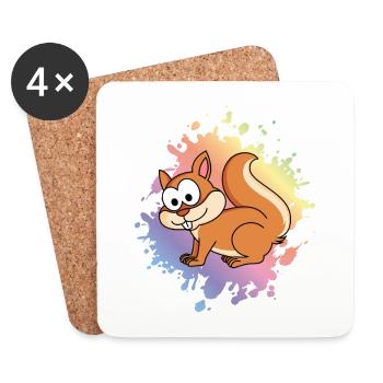 Squirrel Comic Animal - Coasters (set of 4) - white - Front