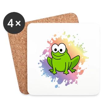 Frosch Comic Tier - Untersetzer (4er-Set) - Weiß - Vorne
