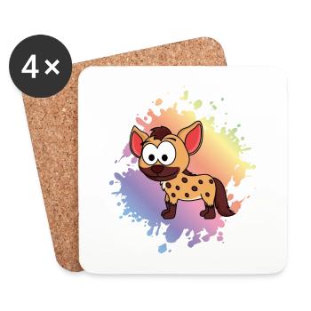 Hyène Comic Animal - Dessous de verre (lot de 4) - blanc - Devant