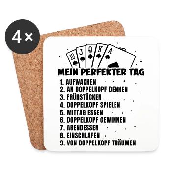 Mein Perfekter Tag Doppelkopf - Untersetzer (4er-Set) - Weiß - Vorne