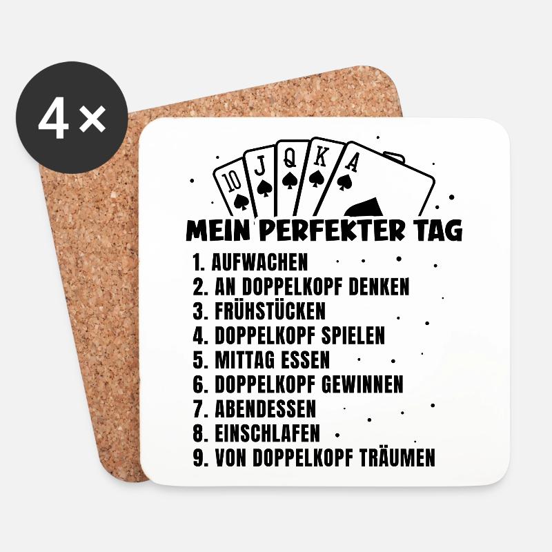 Mein Perfekter Tag Doppelkopf - Untersetzer (4er-Set) - Weiß