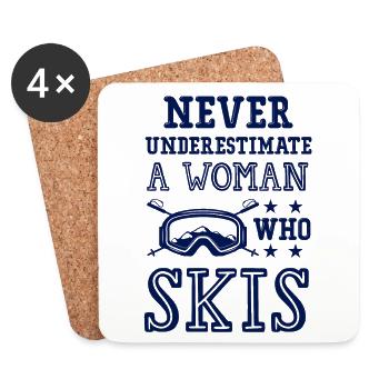 don't underestimate a ski woman - Coasters (set of 4) - white - Front