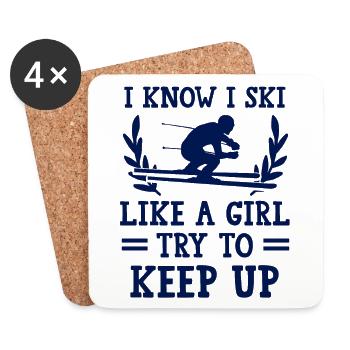 Skiez comme une fille - Dessous de verre (lot de 4) - blanc - Devant