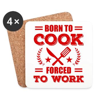 Born to cook - Coasters (set of 4) - white - Front