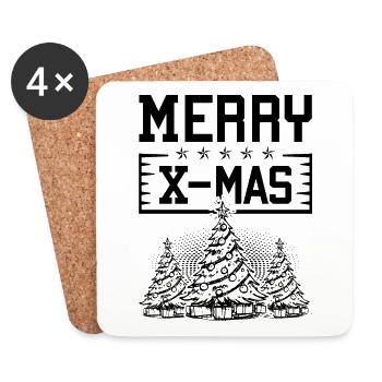 Merry X-Mas - Coasters (set of 4) - white - Front