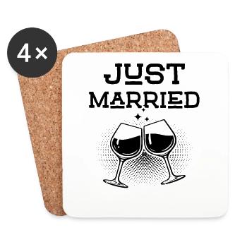 Juste marié - Dessous de verre (lot de 4) - blanc - Devant