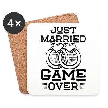 Juste marié Game over - Dessous de verre (lot de 4) - blanc - Devant