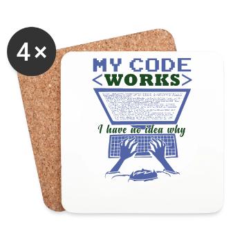 Funny Code Joke Coding - Coasters (set of 4) - white - Front