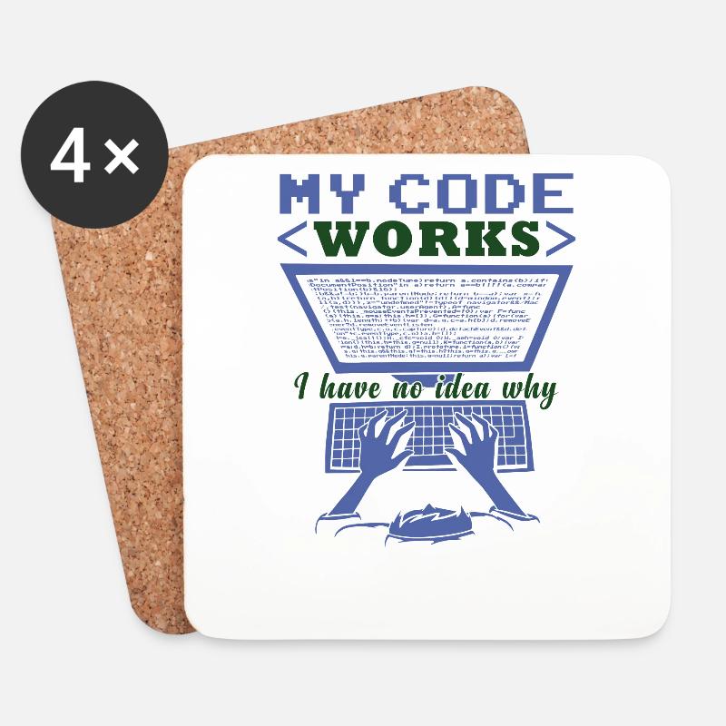 Funny Code Joke Coding - Coasters (set of 4) - white