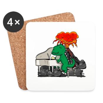 Klavier Geschenk Dinosaurier Geschenk Piano - Untersetzer (4er-Set) - Weiß - Vorne