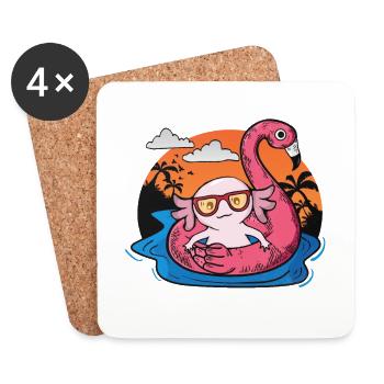 Axolotl Strand Geschenk Kinder Urlaub Flamingo - Untersetzer (4er-Set) - Weiß - Vorne