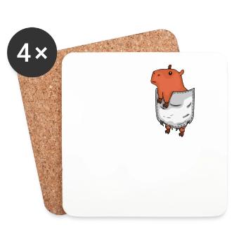Capybara Geschenk Männer Lustiges Wasserschwein - Untersetzer (4er-Set) - Weiß - Vorne
