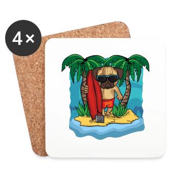 Mops Geschenk Frauen Strandurlaub Hundeliebhaber - Untersetzer (4er-Set) - Weiß - Vorne