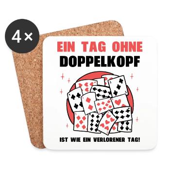 Ein Tag ohne Doppelkopf - Untersetzer (4er-Set) - Weiß - Vorne