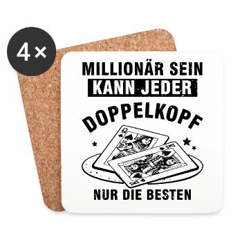 Millionär sein kann jeder Doppelkopf - Untersetzer (4er-Set) - Weiß - Vorne