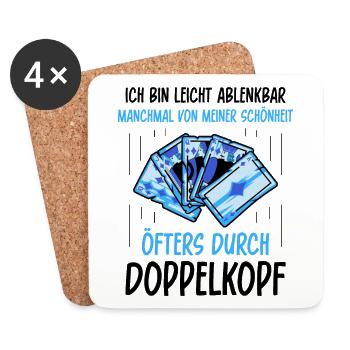 Ich bin leicht ablenkbar öfters durch Doppelkopf - Untersetzer (4er-Set) - Weiß - Vorne