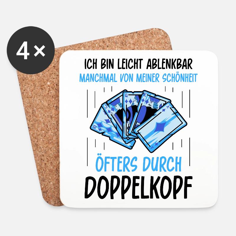 Ich bin leicht ablenkbar öfters durch Doppelkopf - Untersetzer (4er-Set) - Weiß