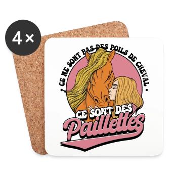 Équitation Fille Cheval Chevaux - Dessous de verre (lot de 4) - blanc - Devant