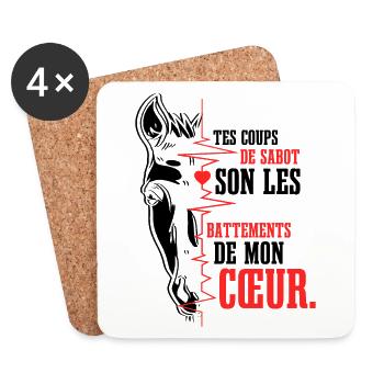 Cœur battant Équitation Cheval Proverbe - Dessous de verre (lot de 4) - blanc - Devant