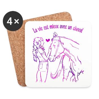 La Vie Est Mieux Avec Un Cheval - Dessous de verre (lot de 4) - blanc - Devant