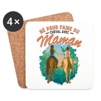 Amusant Cheval Cavalière - Dessous de verre (lot de 4) - blanc - Devant