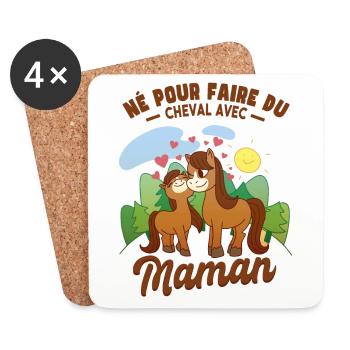 Amusant Maman Cheval Cavalière - Dessous de verre (lot de 4) - blanc - Devant