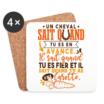 Amusant Cavalière De Chevaux - Dessous de verre (lot de 4) - blanc - Devant