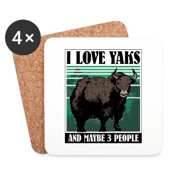 I love Yaks and maybe 3 people - Untersetzer (4er-Set) - Weiß - Vorne