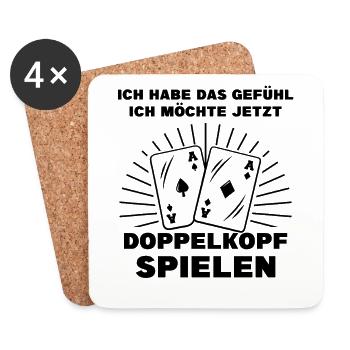 ich möchte jetzt Doppelkopf spielen - Untersetzer (4er-Set) - Weiß - Vorne