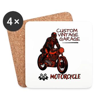 Vintage motorcycle with rider - Coasters (set of 4) - white - Front