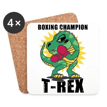 Boxe T-Rex - Dessous de verre (lot de 4) - blanc - Devant