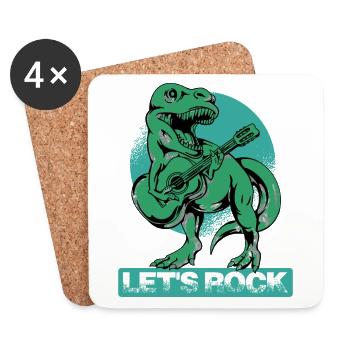Guitare T-Rex Tyrannosaurus Rex Guitare - Dessous de verre (lot de 4) - blanc - Devant