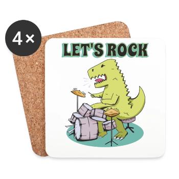 Lustige T-Rex Kostüm Schlagzeuger Schlagzeuger - Untersetzer (4er-Set) - Weiß - Vorne