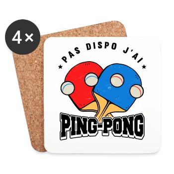 J'ai Ping Pong | Pongiste - Dessous de verre (lot de 4) - blanc - Devant
