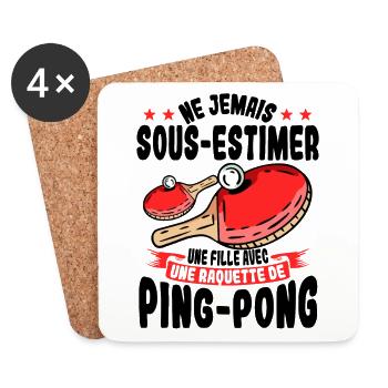 Une Fille Avec Une Raquette De Ping Pong - Dessous de verre (lot de 4) - blanc - Devant
