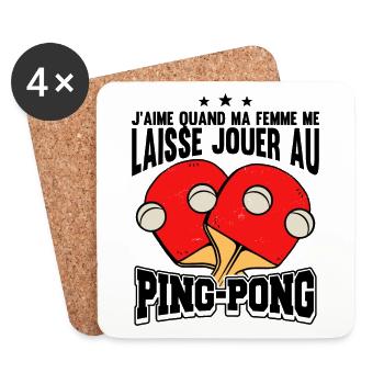 Hommes Ping Pong Humour Tennis De Table - Dessous de verre (lot de 4) - blanc - Devant