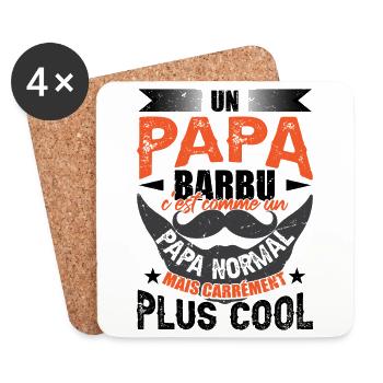 Un Papa Barbu C'est Comme Un Papa Normal - Dessous de verre (lot de 4) - blanc - Devant